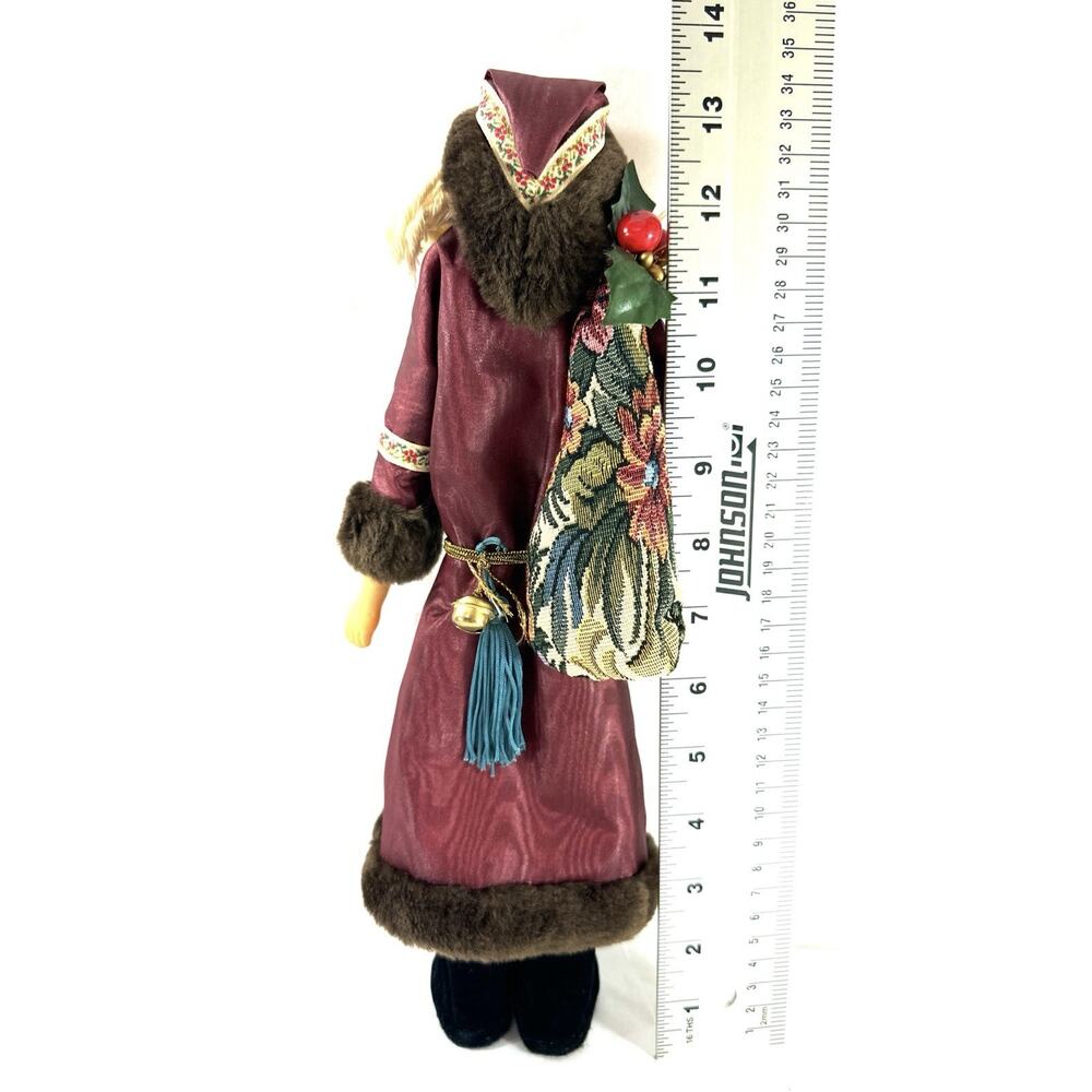 Vintage Brinn’s 14” Victorian Santa Claus Figure Burgundy Robe Christmas Decor - Picture 5 of 7